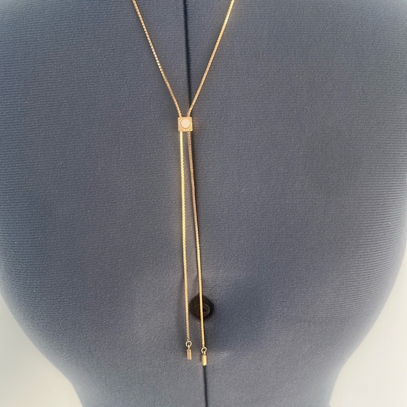 Amway Gold Lariat Necklace w Crystal Accent | Adjustable Drop Y Necklace Elegant - Picture 3 of 16